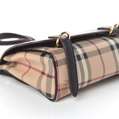 Burberry Haymarket Check Baby Bridle Saddle Bag Dark Clove Brown 6 of 7