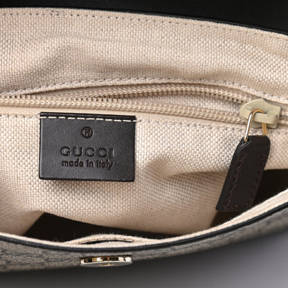 Gucci GG Supreme Monogram Selleria Calfskin Small Satchel Messenger Bag Beige Ebony Cocoa Dark Chocolate 5 of 8