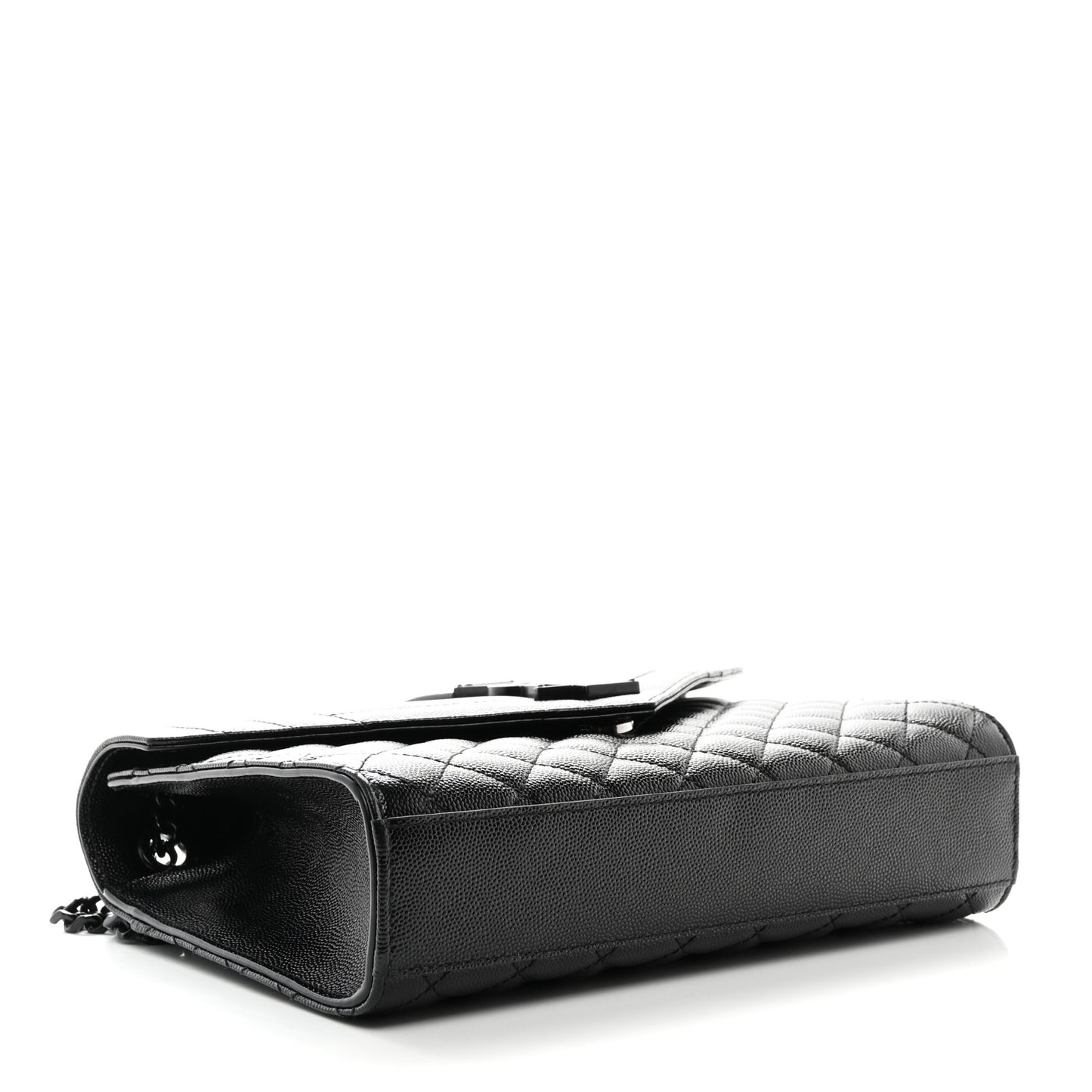 Grain De Poudre Textured Mixed Matelasse Triquilt Medium Monogram Monochrome Satchel Black