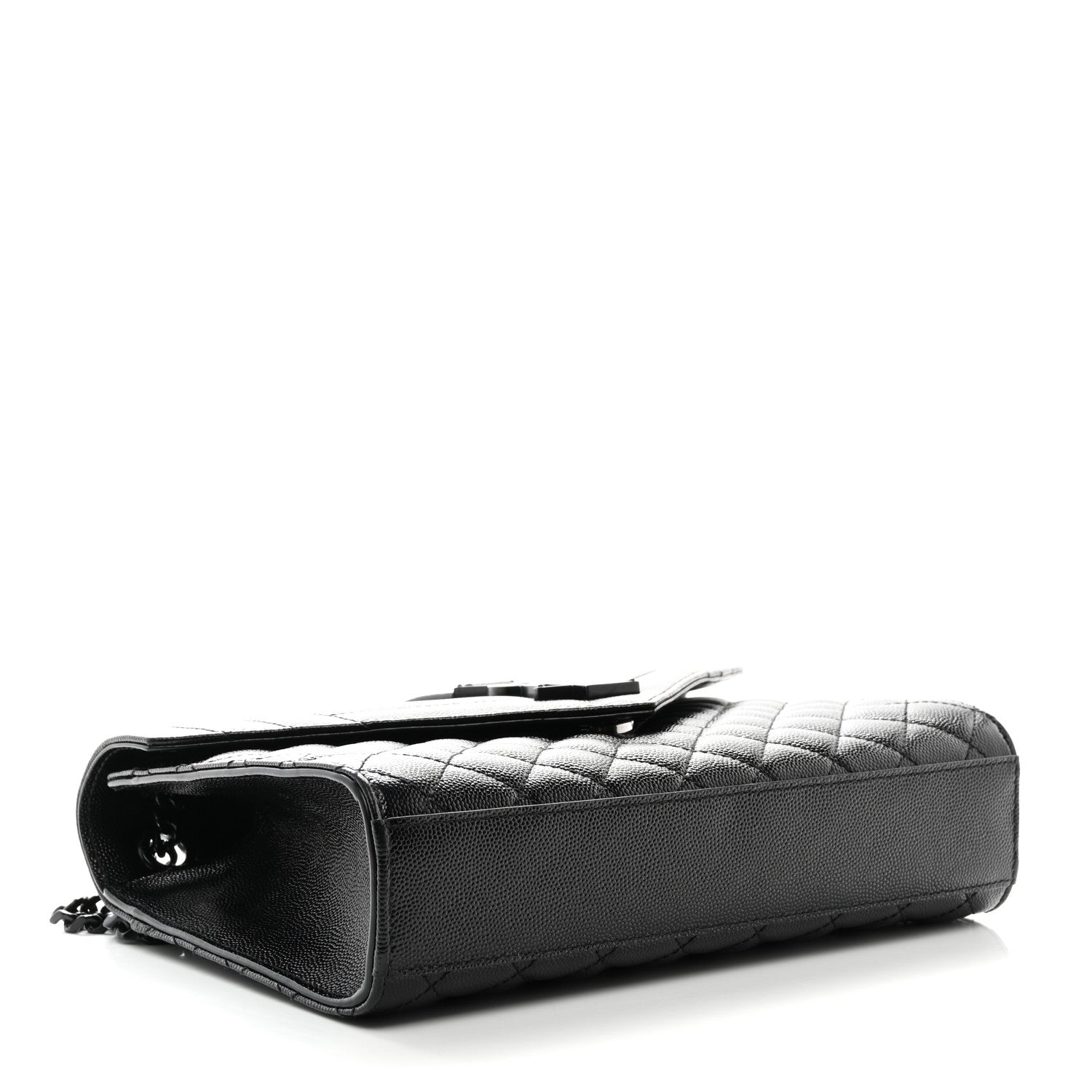 Saint Laurent Grain De Poudre Textured Mixed Matelasse Triquilt Medium Monogram Monochrome Satchel Black 4 of 11