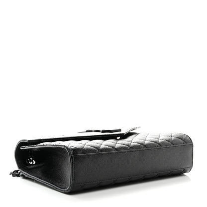 Saint Laurent Grain De Poudre Textured Mixed Matelasse Triquilt Medium Monogram Monochrome Satchel Black 4 of 11