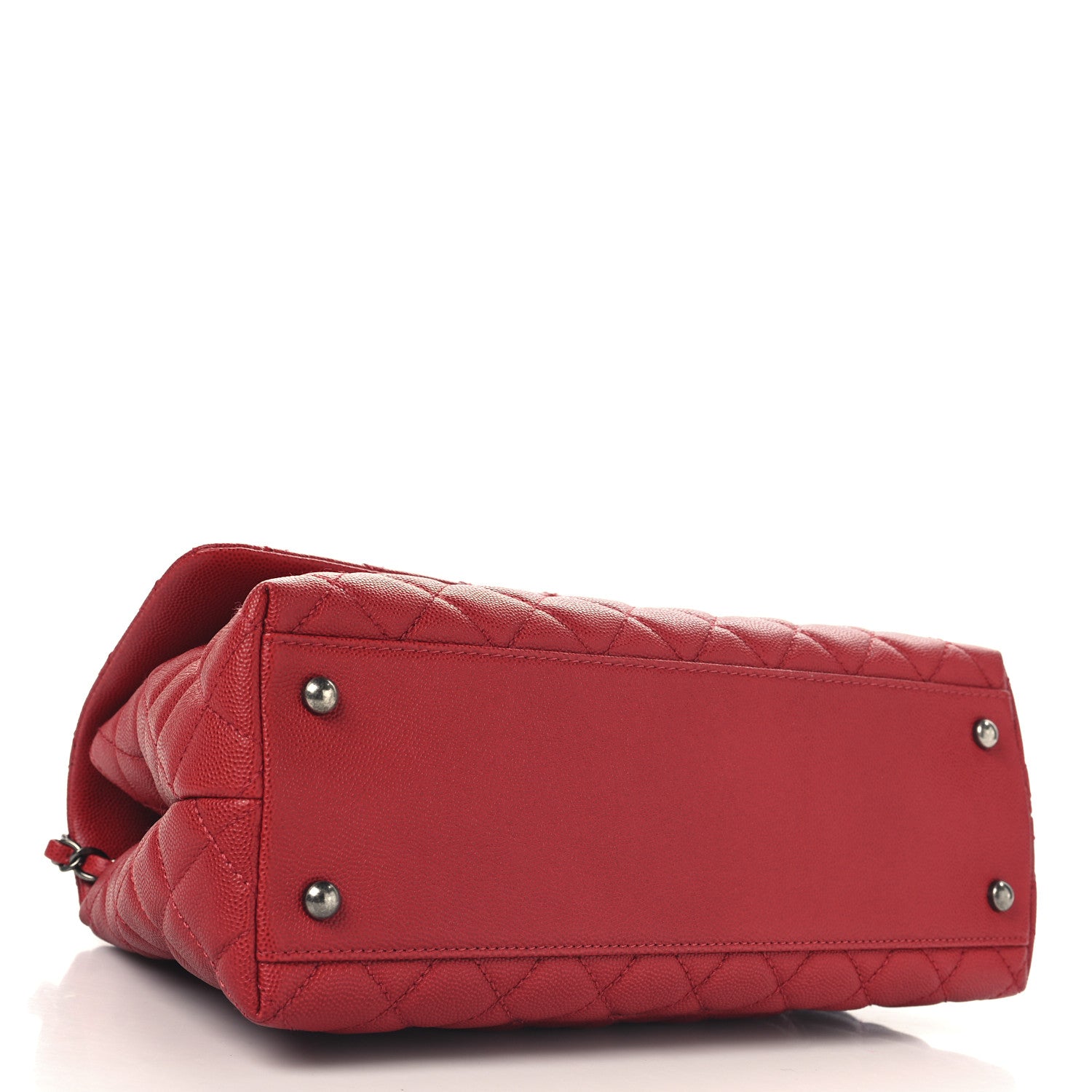 Chanel Caviar Quilted Small Coco Handle Flap Red 4 of 11