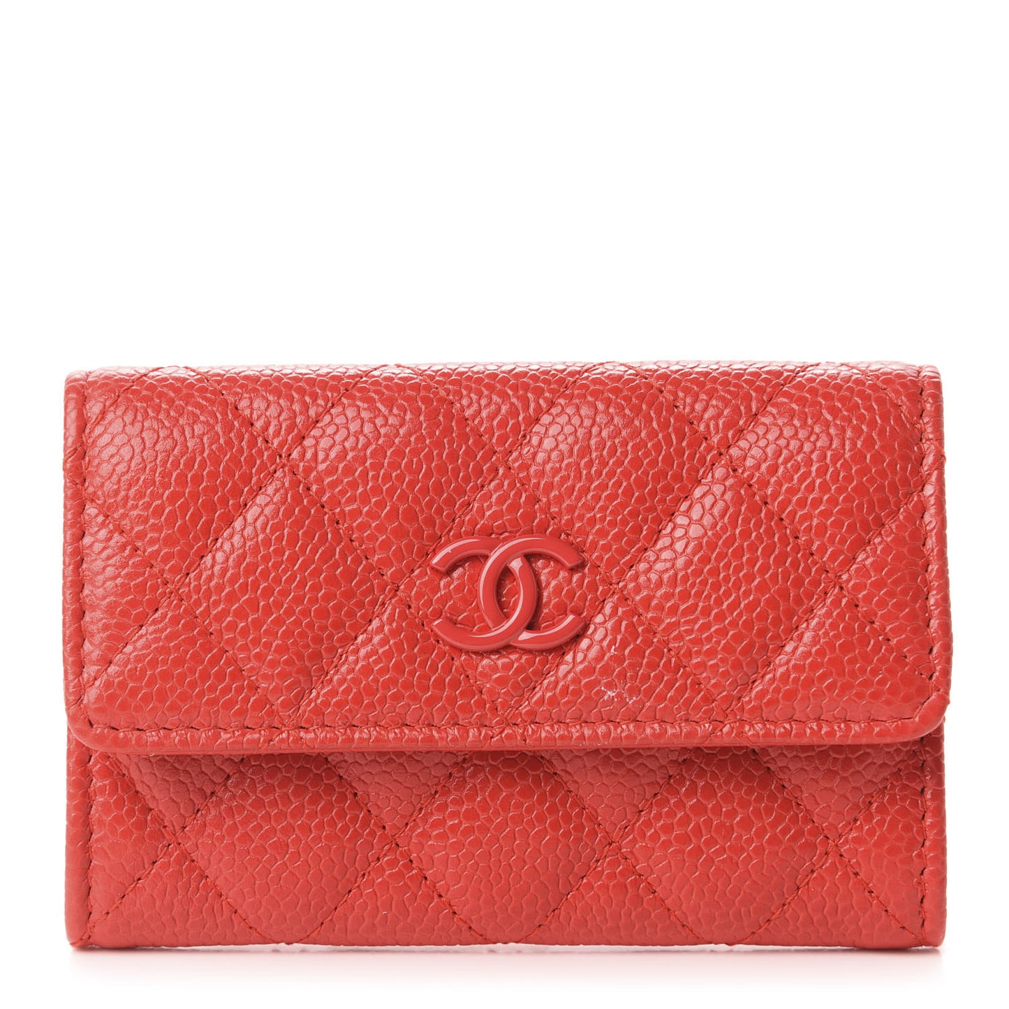 Caviar Quilted Incognito Flap Card Holder Red
