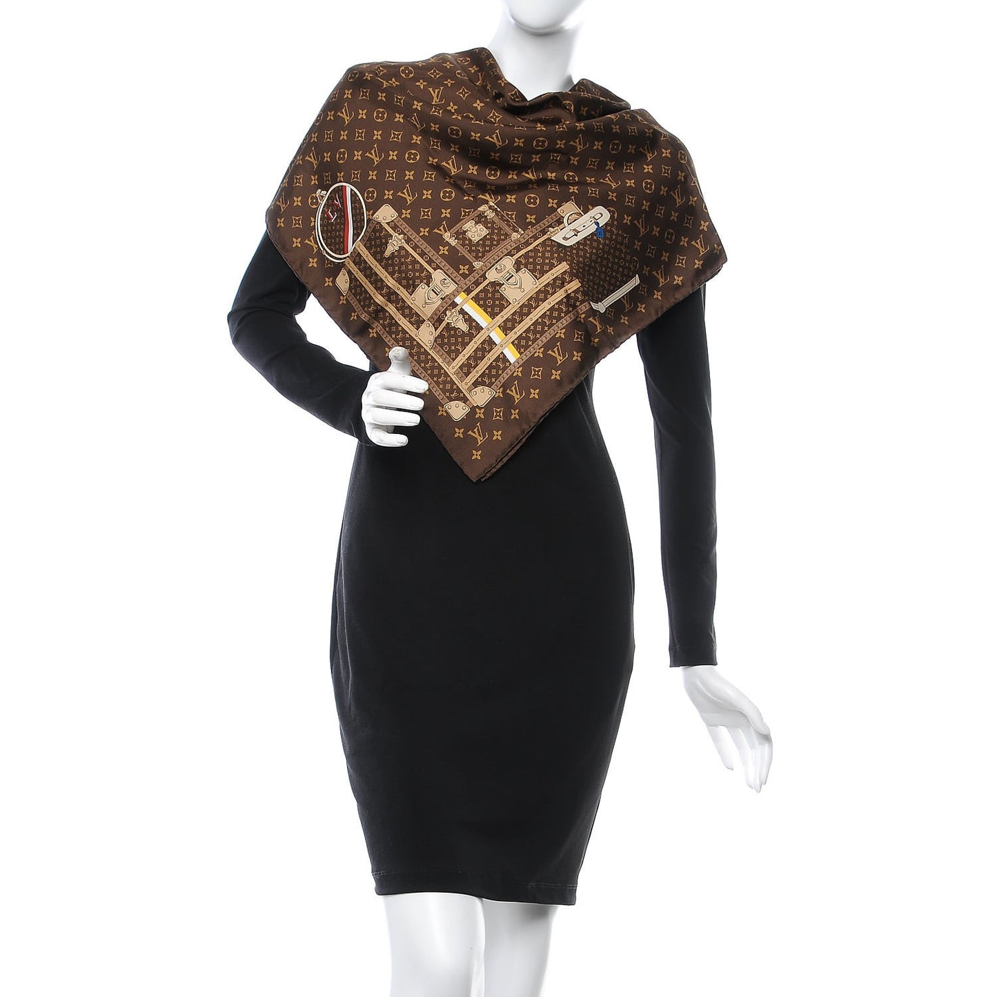 Silk Monogram Trunks Square Scarf Brown