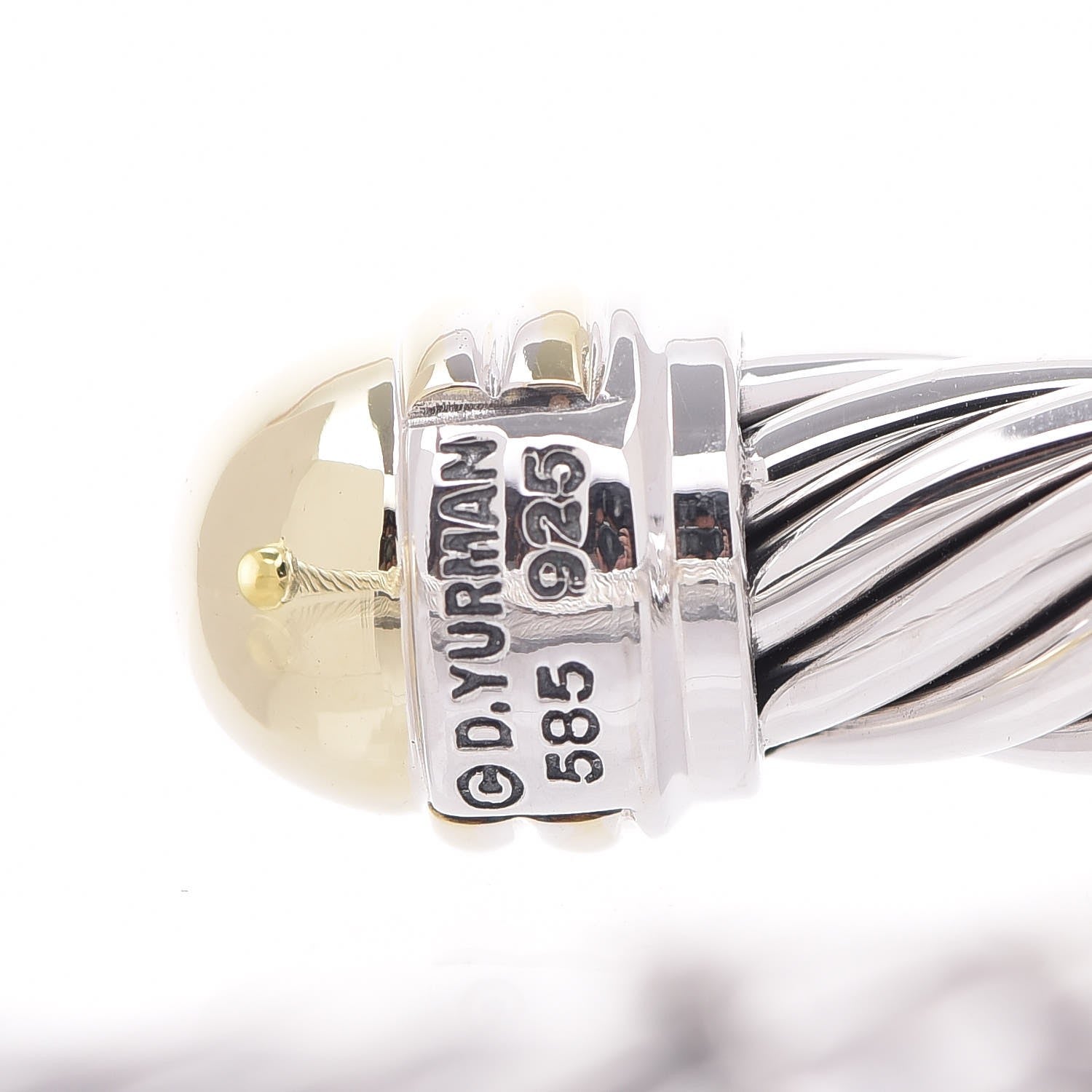 David Yurman Sterling Silver 14K Yellow Gold 10mm Cable Classics Bracelet 4 of 5