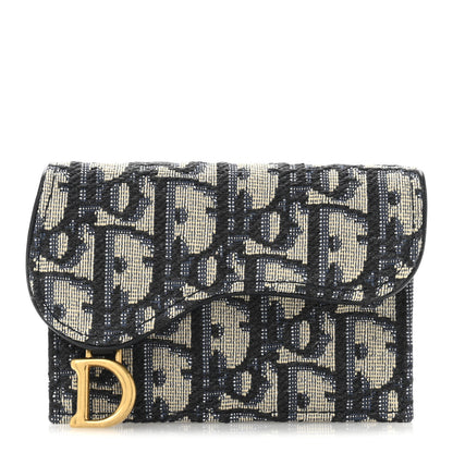 Christian Dior Oblique Saddle Card Holder Blue 1 of 8