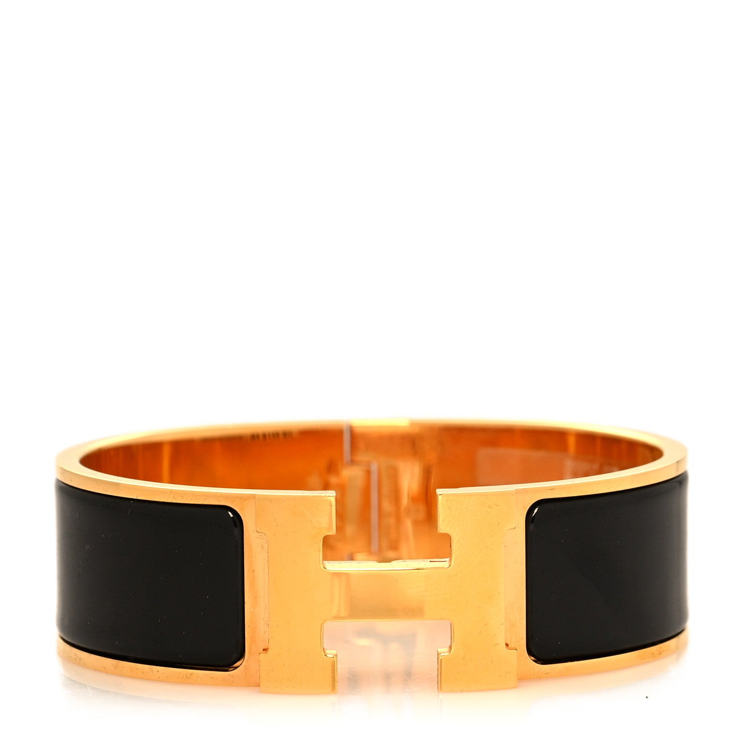 Hermes Enamel Wide Clic Clac H Bracelet GM Black 1 of 5