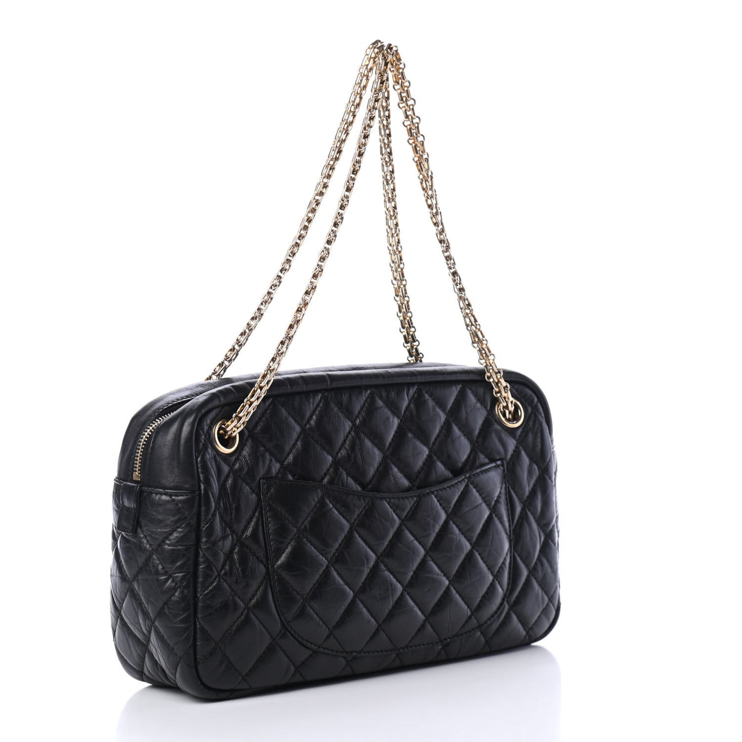 Aged Calfskin Quilted Medium Reissue Camera Case Black
