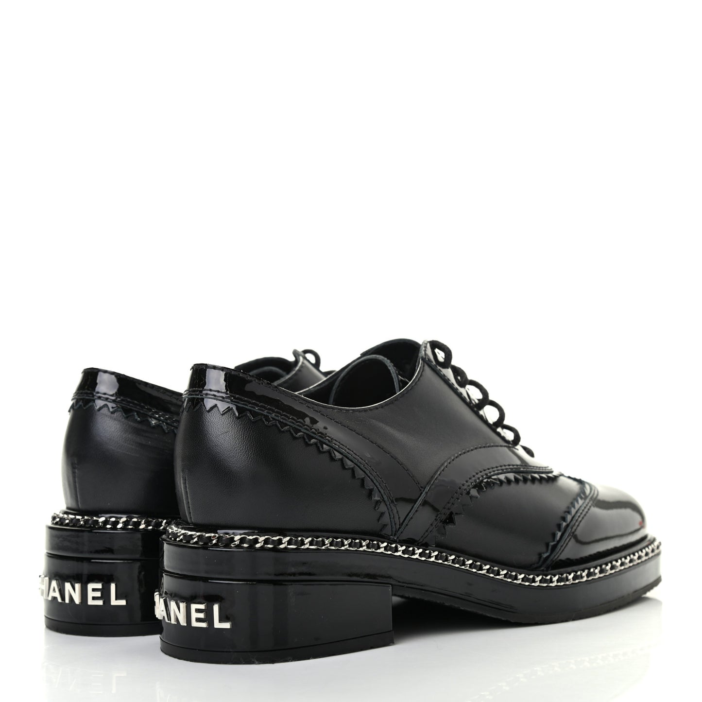 Lambskin Patent Calfskin CC Brogue Lace Up Oxfords 36 Black