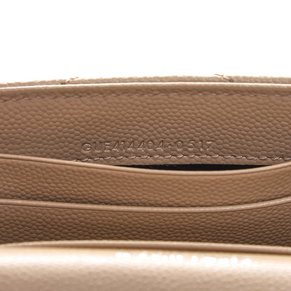Saint Laurent Grain De Poudre Matelasse Chevron Small Monogram Envelope Wallet Dark Beige 7 of 8
