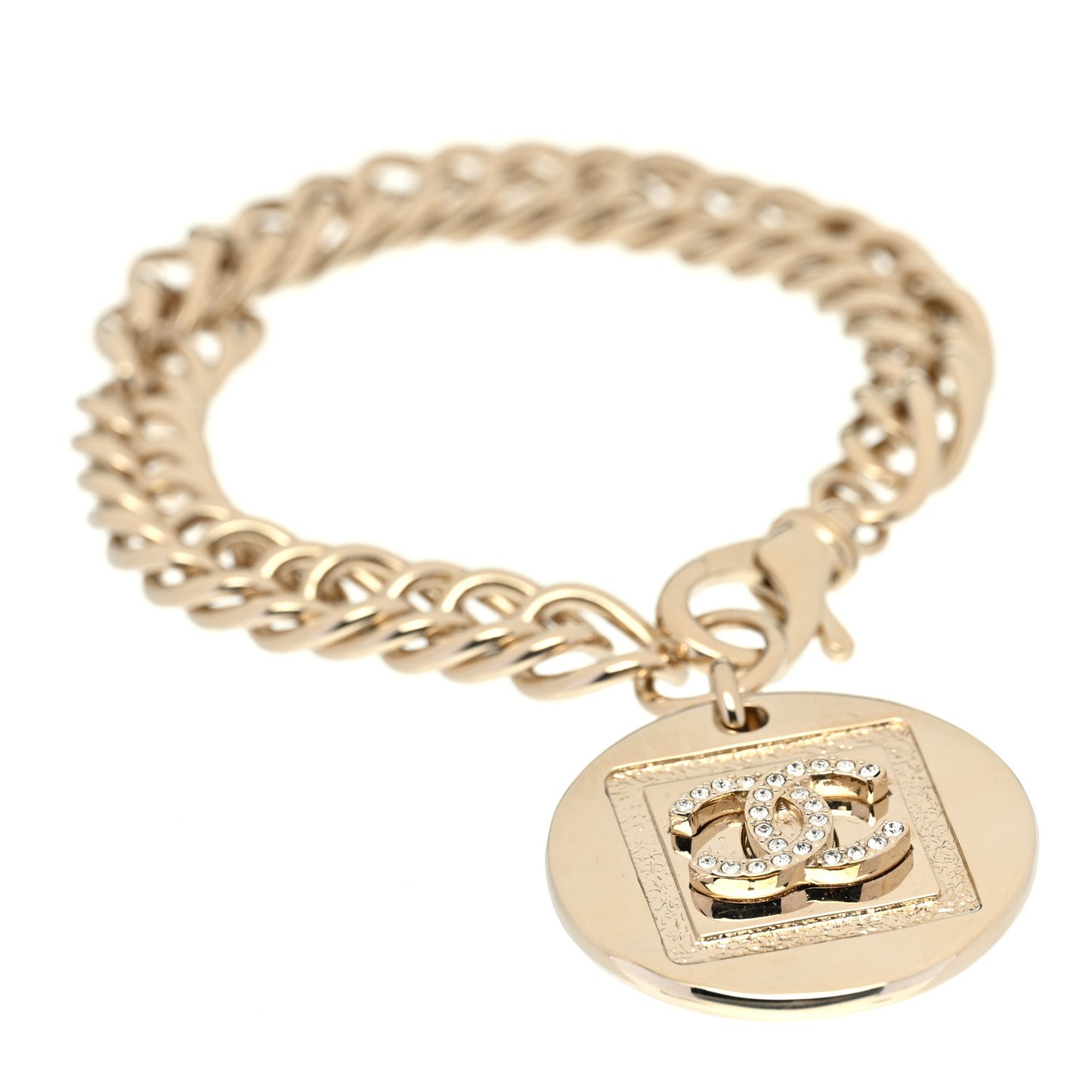 Crystal CC Chain Charm Bracelet Gold