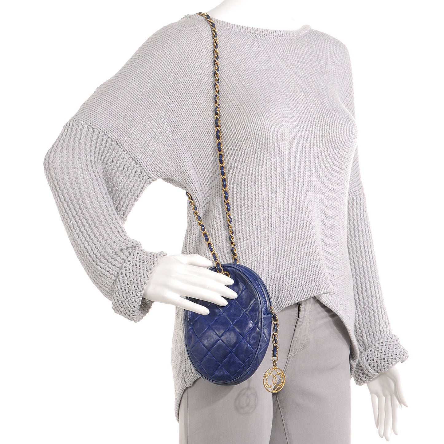Lambskin Quilted Shoulder Bag Blue
