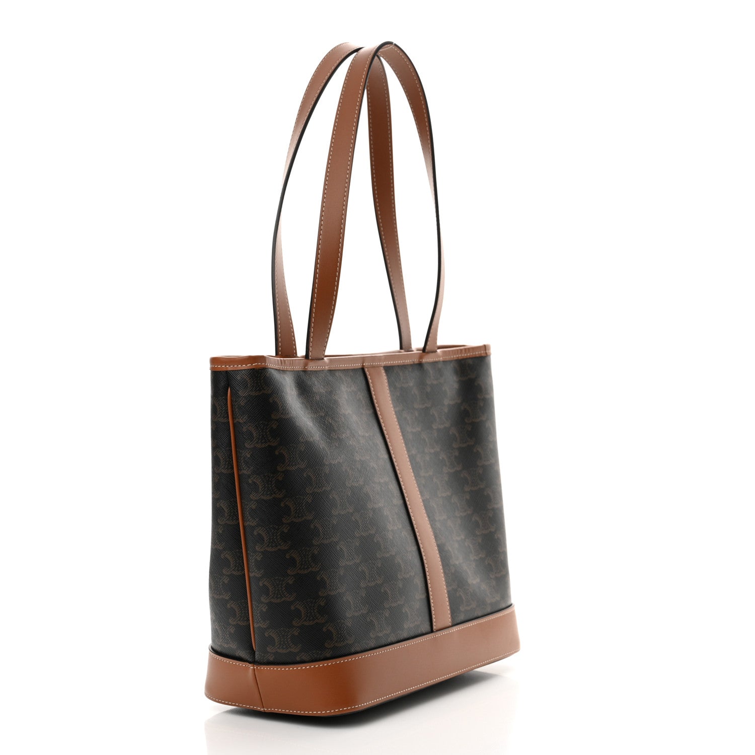 Celine Triomphe Canvas Calfskin Small Cabas Bag Tan 1566730