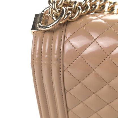 Chanel Patent Calfskin Quilted New Medium Boy Flap Beige 13 of 14