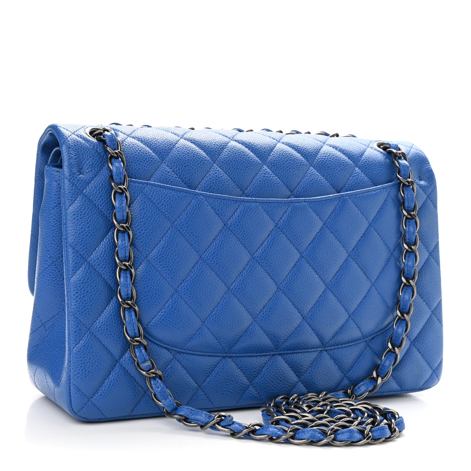 Chanel Caviar Quilted Jumbo Double Flap Blue 3 of 12