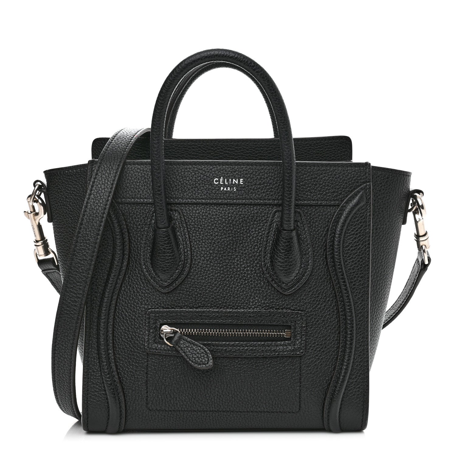 Celine Drummed Calfskin Nano Luggage Black 1 of 13