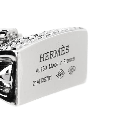 Hermes 18K White Gold Diamond Kelly Amulette Pendant Necklace 5 of 6