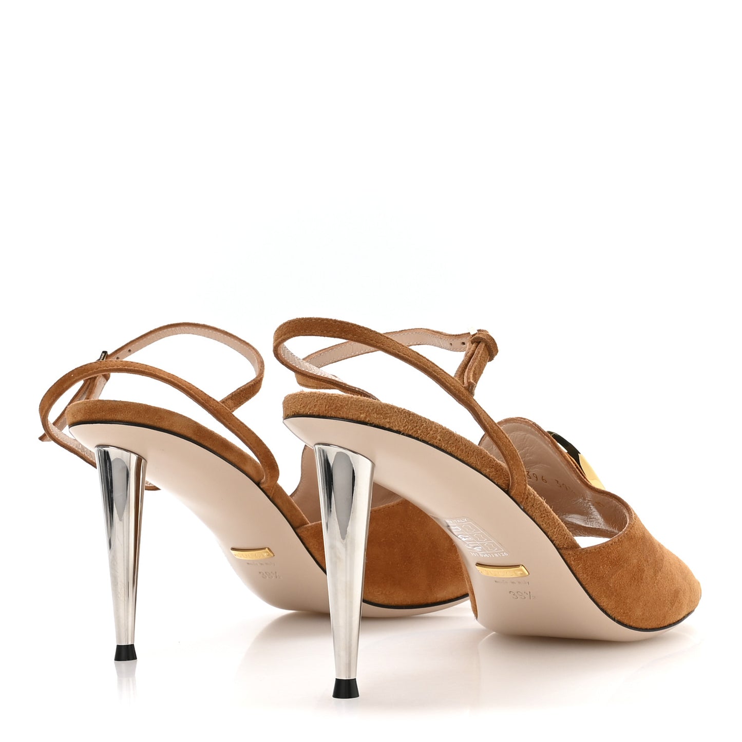 Suede Blondie 85mm Slingback Sandals 39.5 Cognac