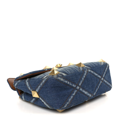 Valentino Garavani Denim Medium Roman Stud Shoulder Bag Light Denim Selleria 4 of 10