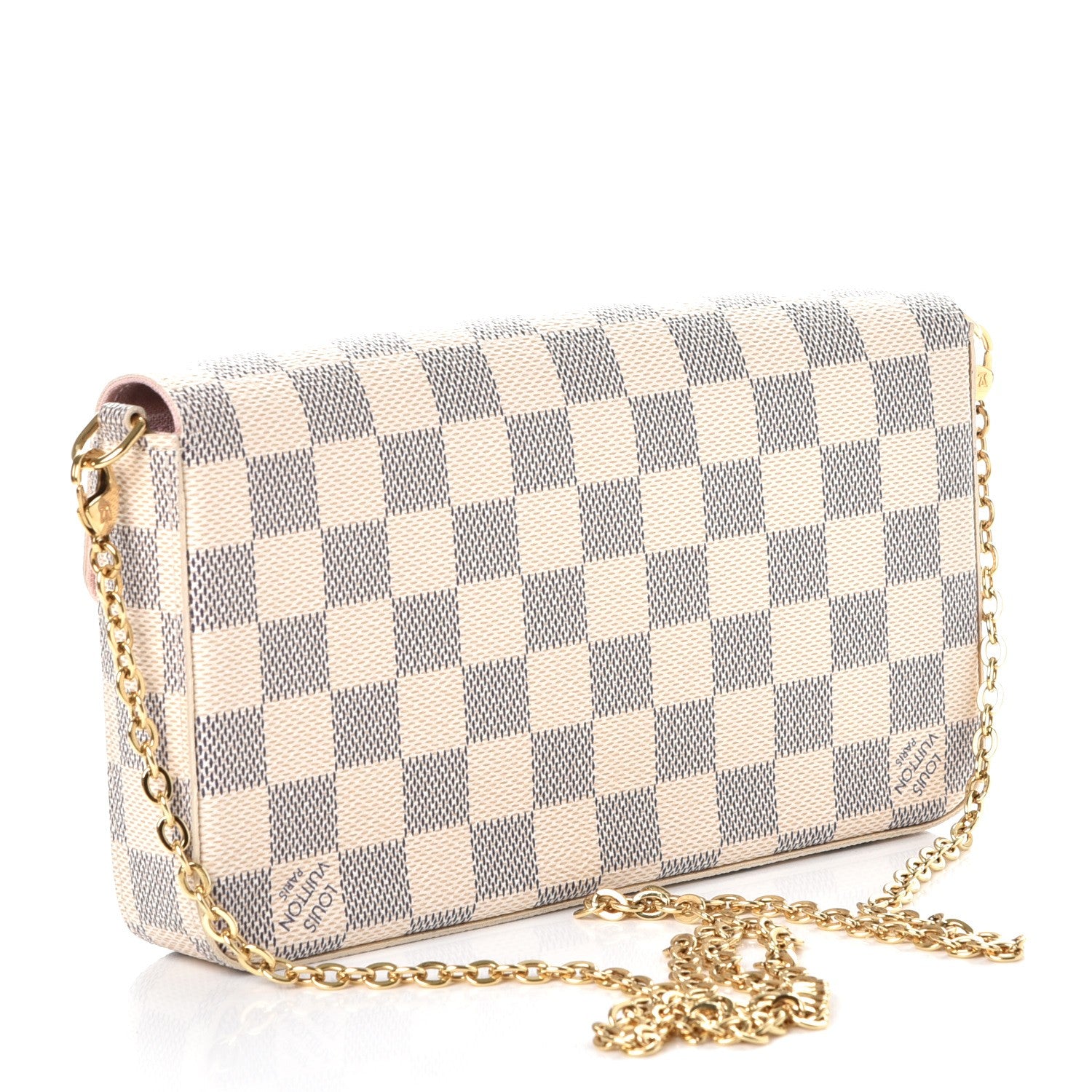 Louis Vuitton Damier Azur Pochette Felicie Chain Wallet Rose Ballerine 3 of 8