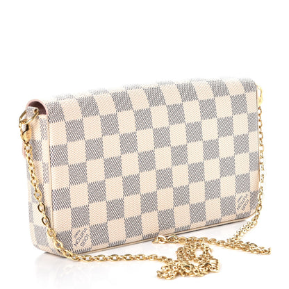 Louis Vuitton Damier Azur Pochette Felicie Chain Wallet Rose Ballerine 3 of 8