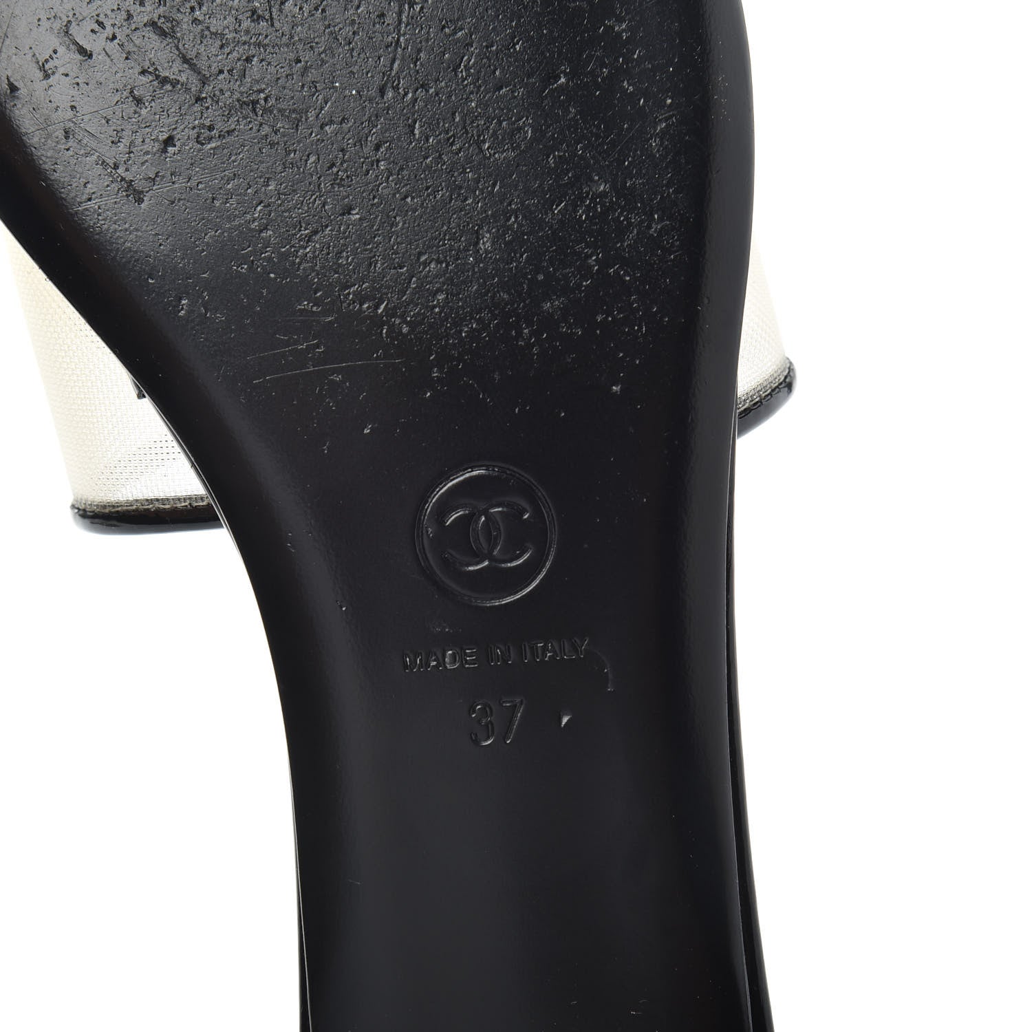 Chanel Mesh Patent Calfskin CC Sandal Mule 37 Black 6 of 7