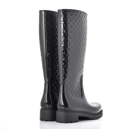 Louis Vuitton Rubber Embossed Monogram Splash Rain Boots 37 Black 4 of 7