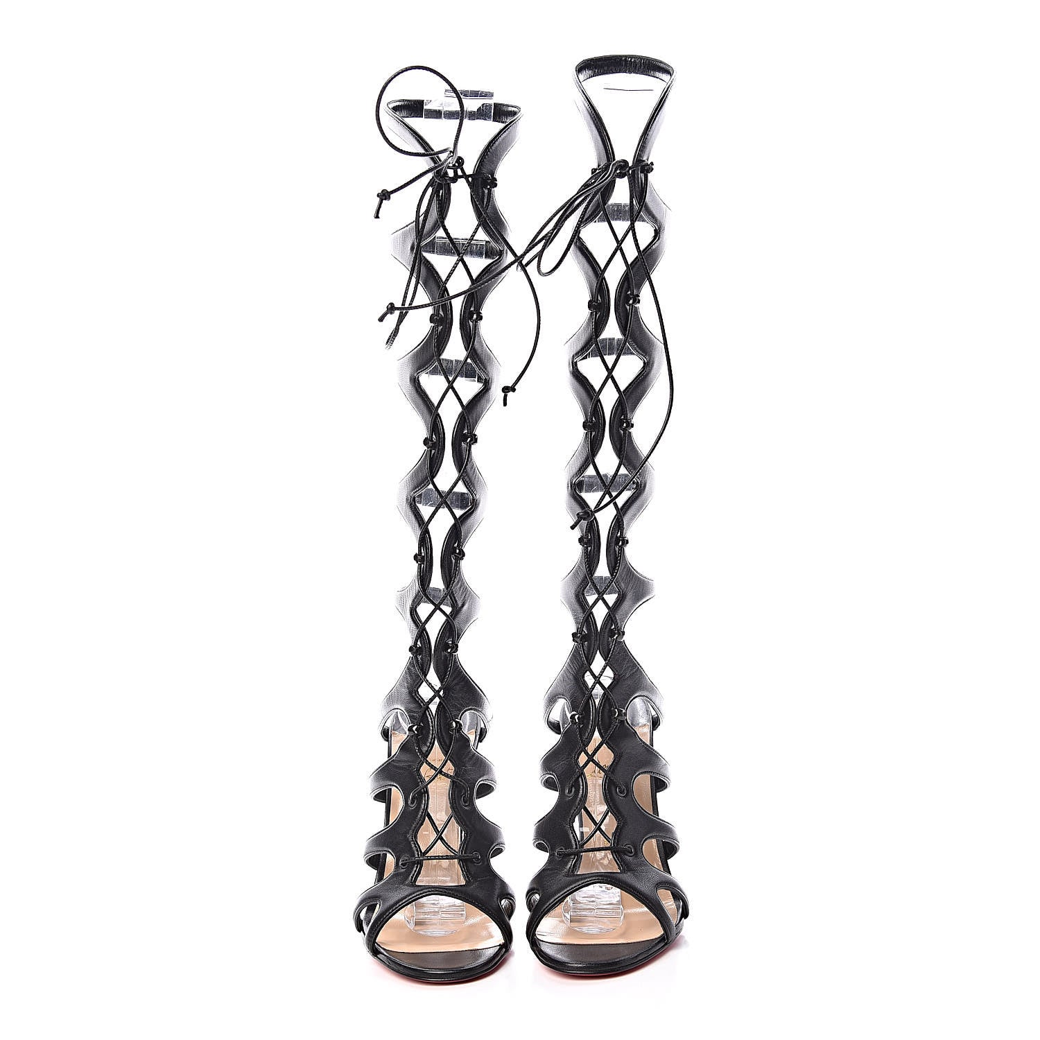 Christian Louboutin Kid Amazoula 100 Lace Up Sandals 38 Black 2 of 9