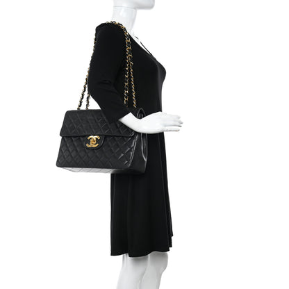 Chanel Lambskin Quilted XL Jumbo Single Flap Black 2 of 12
