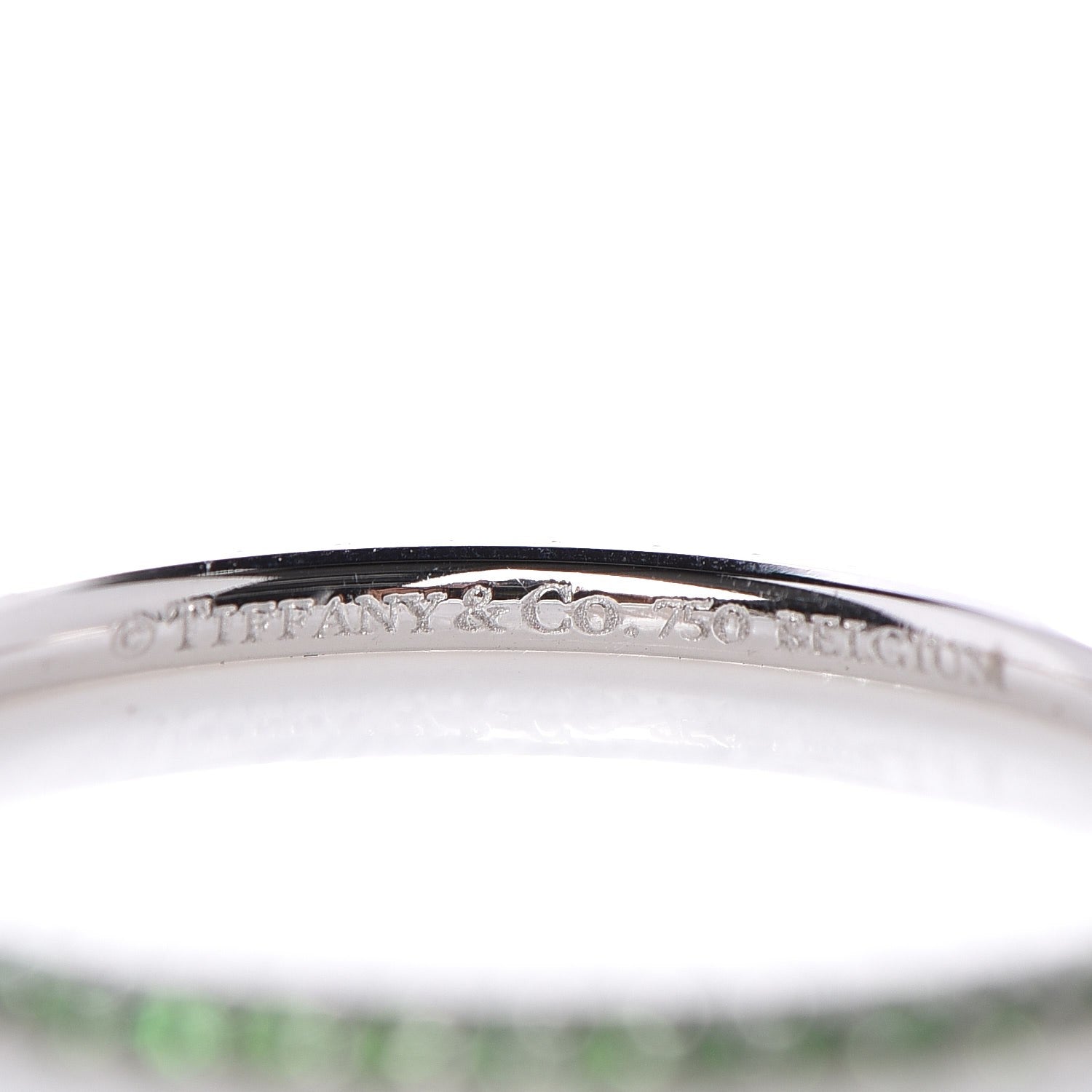 Tiffany 18K White Gold Tsavorite Metro Ring 60 9 3 of 5