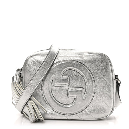 Gucci Metallic Sakai Be Green Calfskin Diagonal Stitched Small Blondie Shoulder Bag Silver 1 of 10