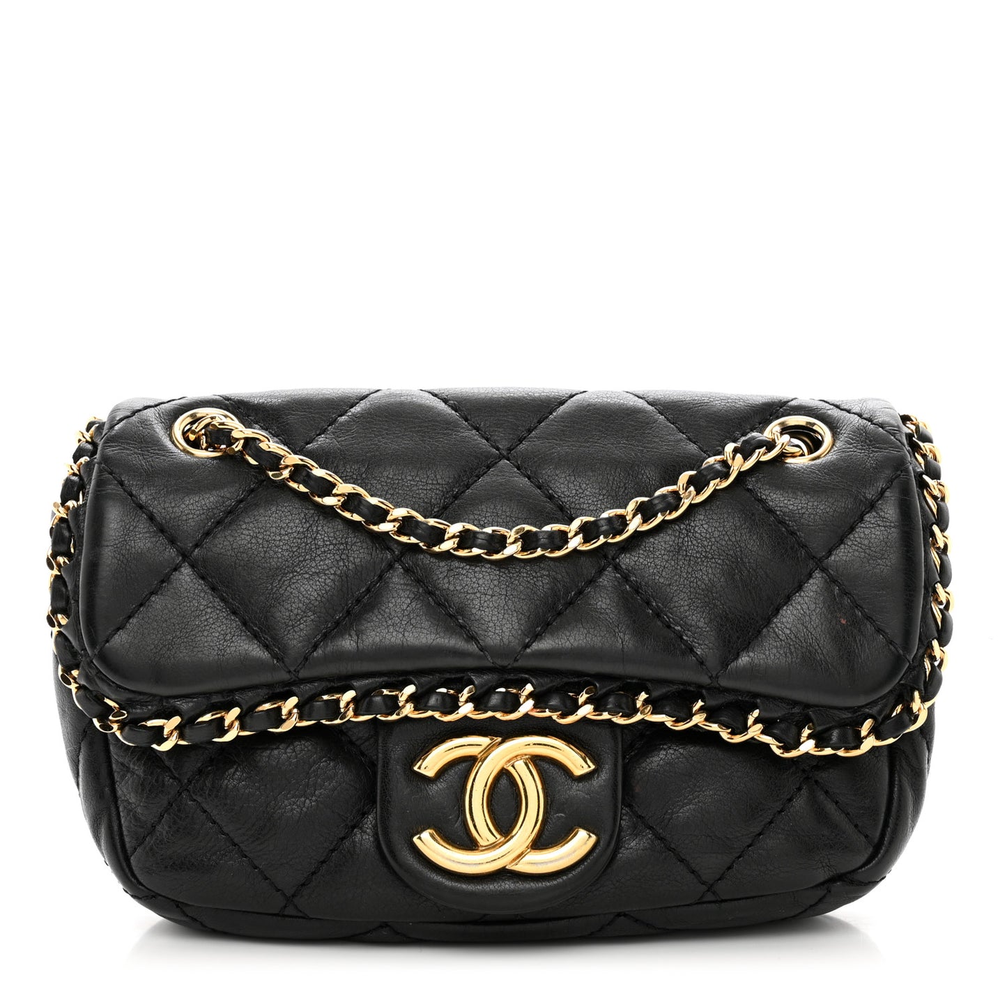 Calfskin Mini Chain Me Flap Black