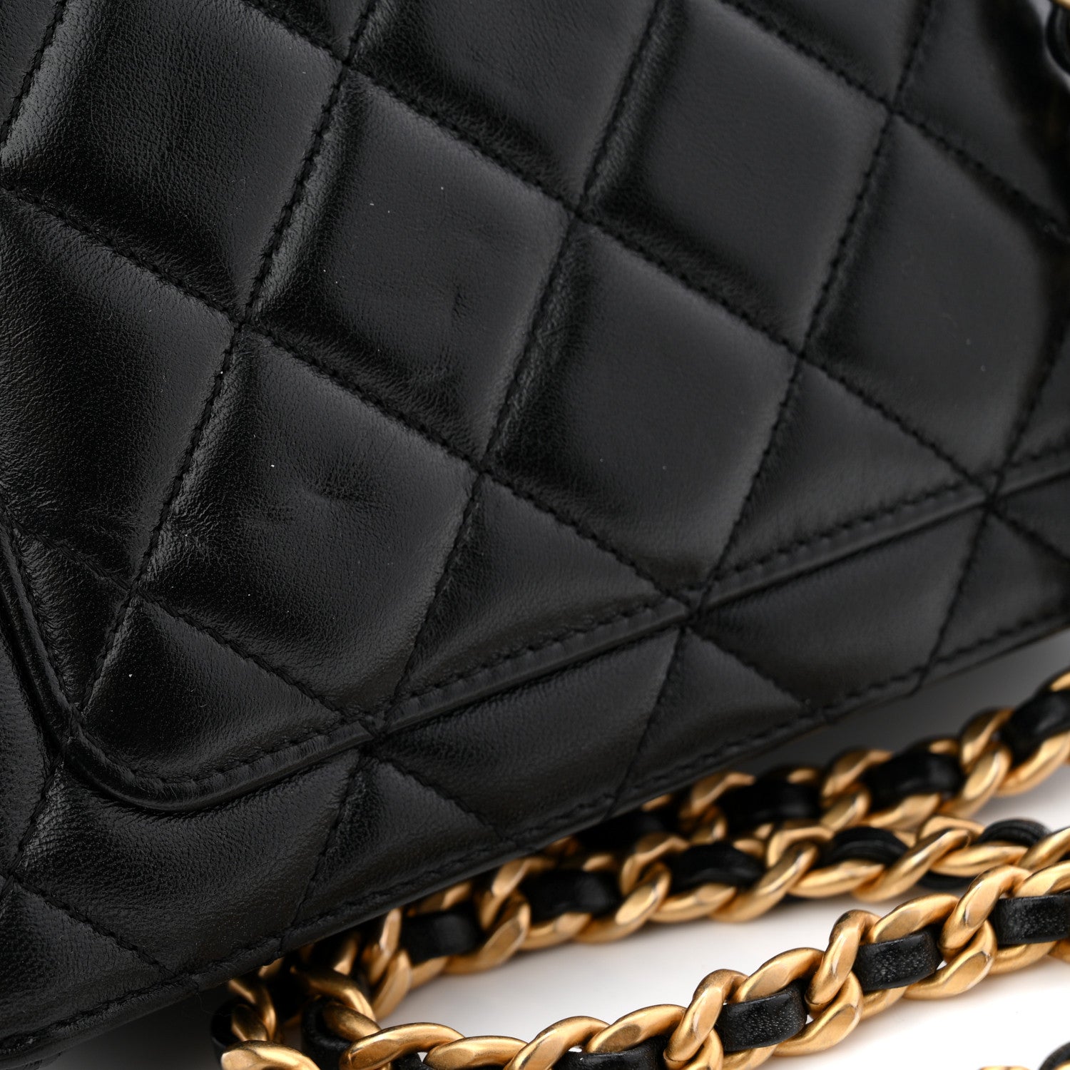Chanel Lambskin Quilted CC Logo Mini Flap Black 12 of 13