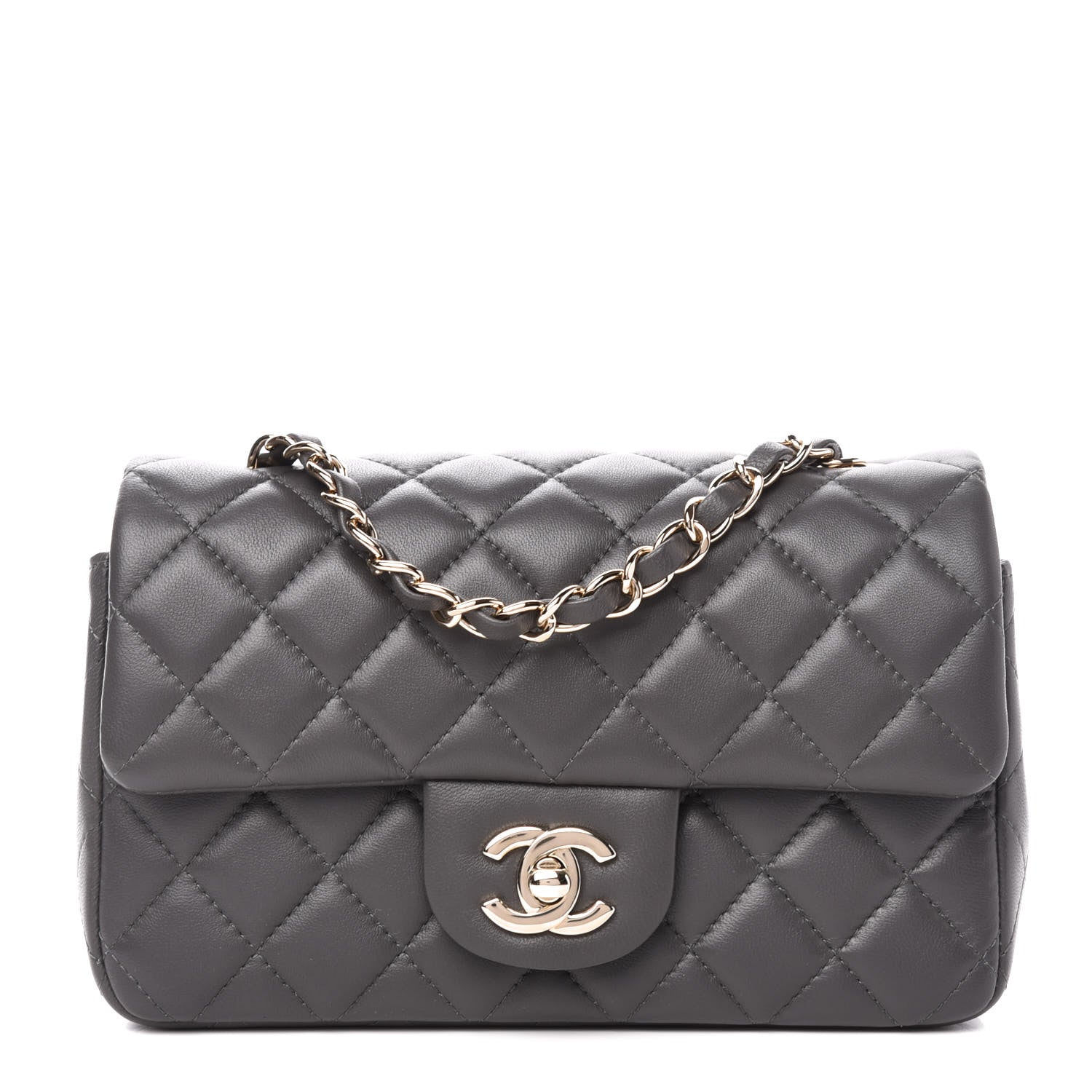 Chanel Lambskin Quilted Mini Rectangular Flap Grey 1 of 11