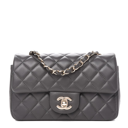 Chanel Lambskin Quilted Mini Rectangular Flap Grey 1 of 11