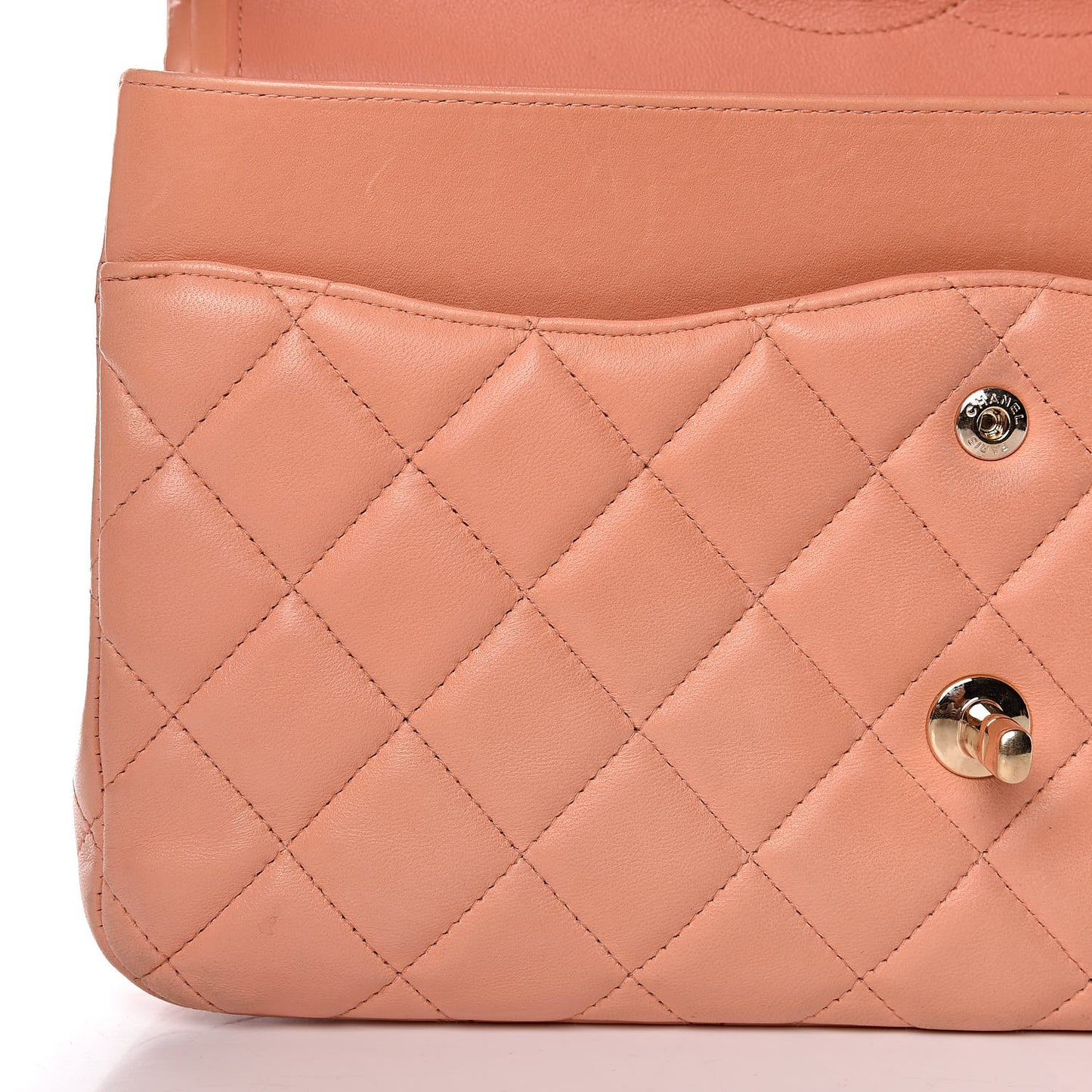 Lambskin Quilted Jumbo Double Flap Light Orange
