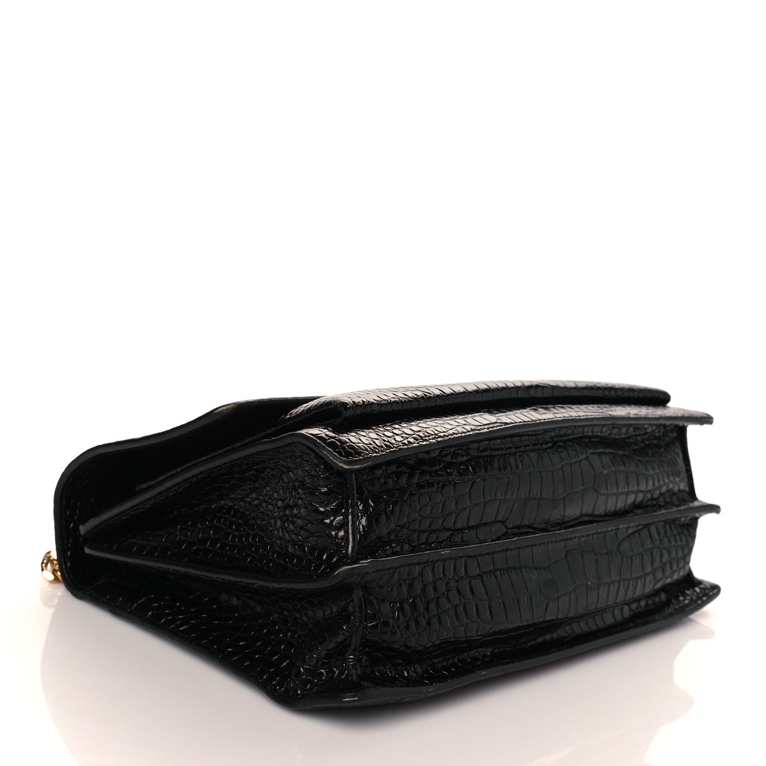 Saint Laurent Calfskin Crocodile Embossed Large Monogram Sunset Black 4 of 10