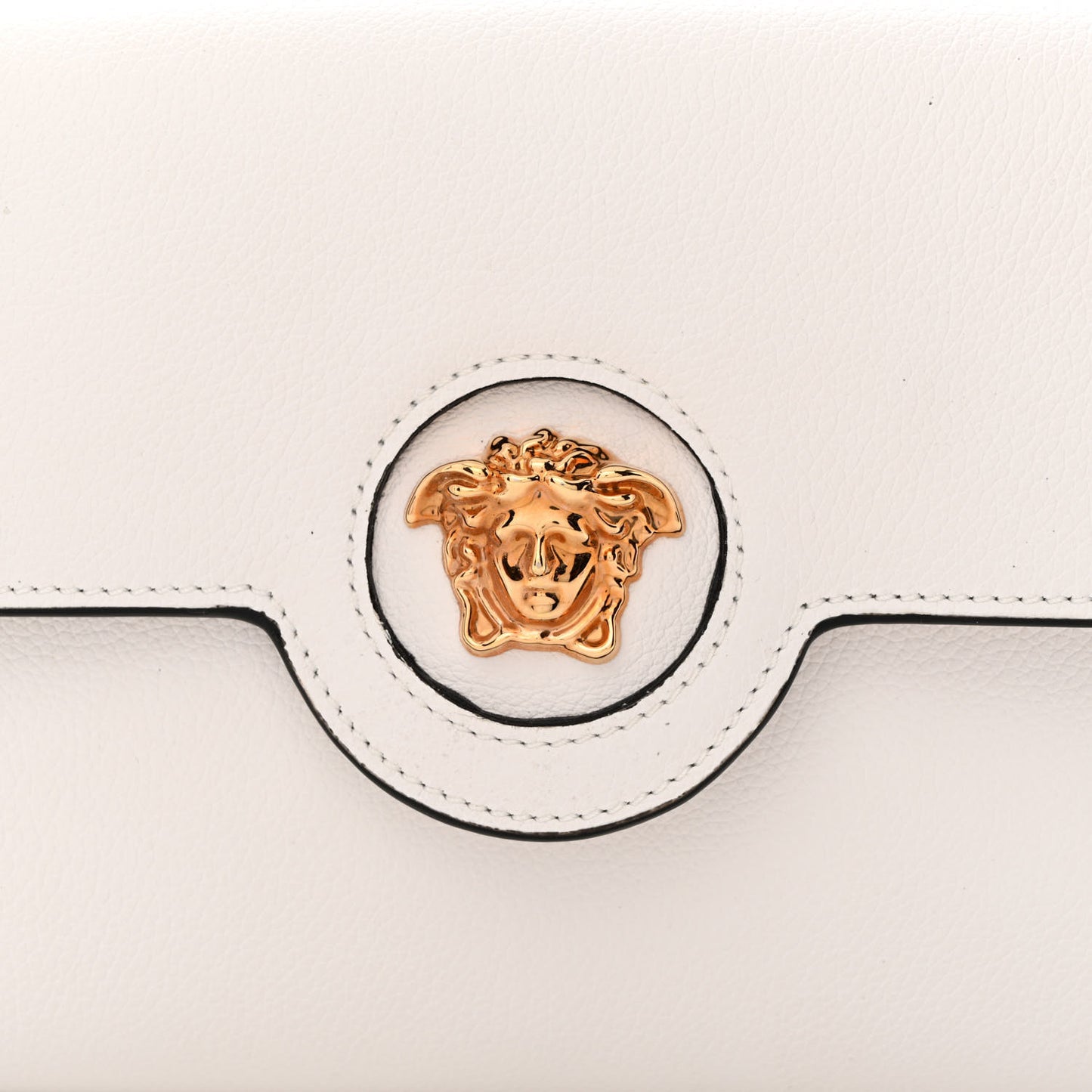 Grained Calfskin La Medusa Crossbody Bag White