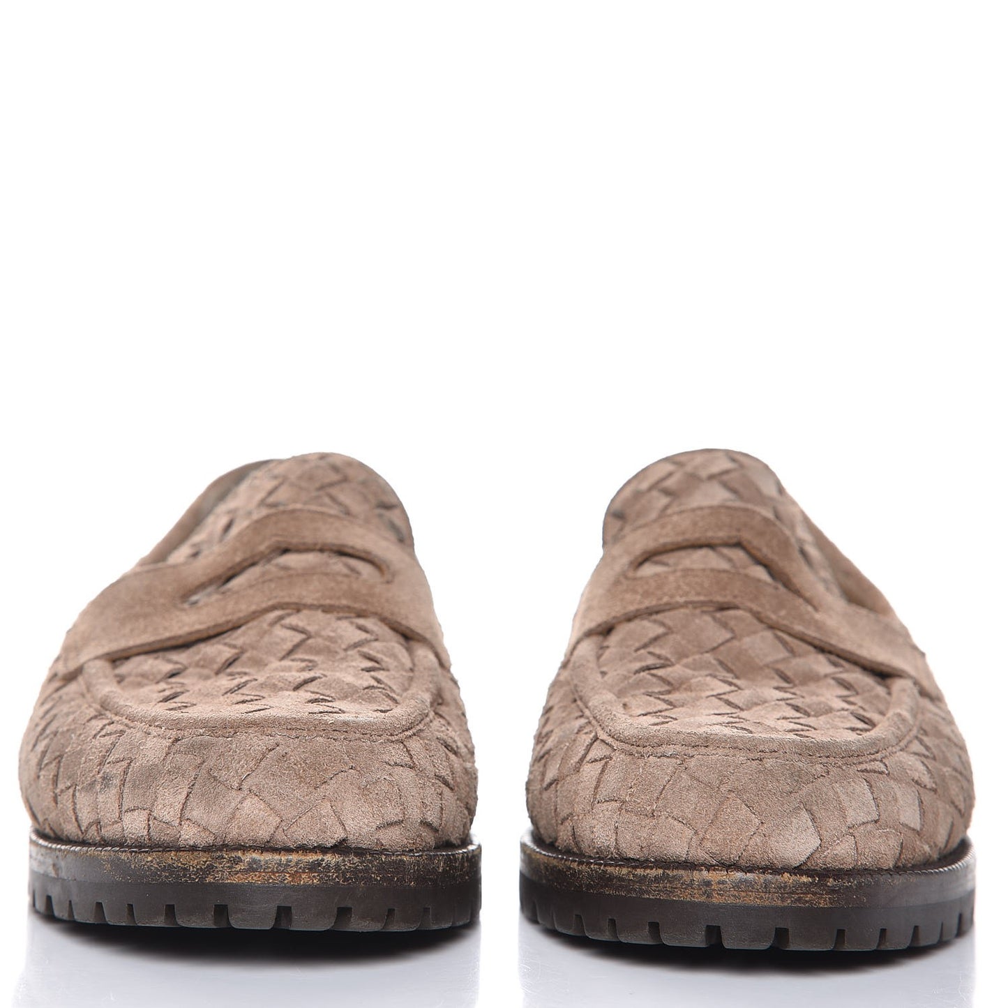 BOTTEGA Suede Intrecciato Penny Loafers 8.5