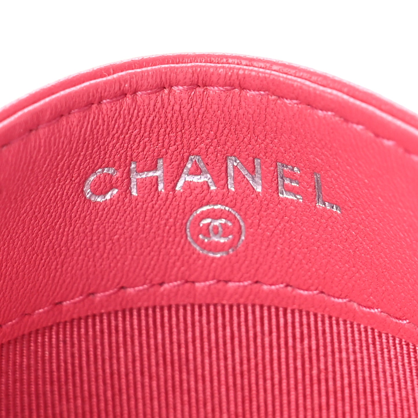 Lambskin Quilted Card Holder Pink