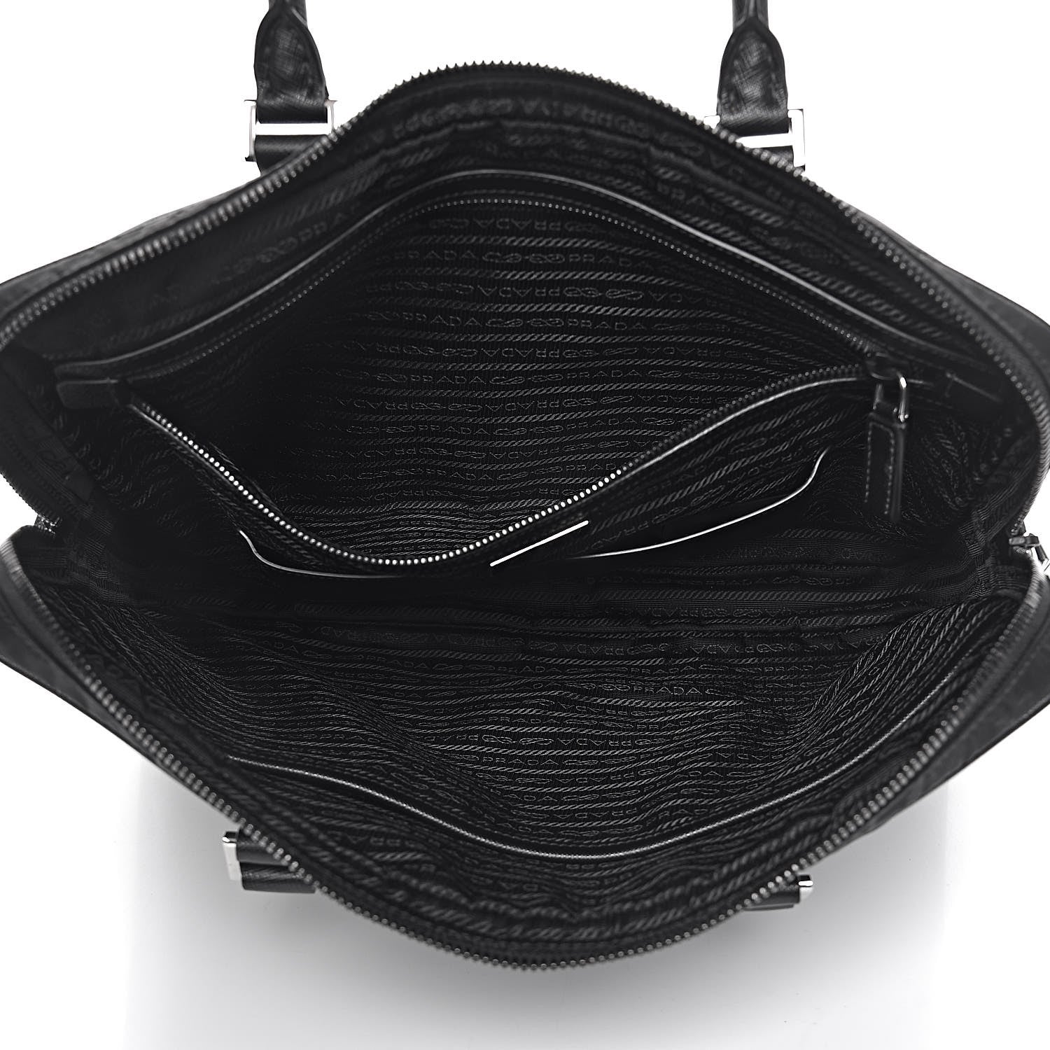 Prada Tessuto Nylon Saffiano Metal Triangle Logo Work Bag Black 5 of 10