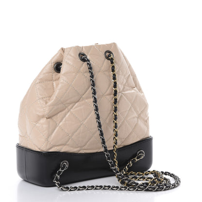 Chanel Aged Calfskin Quilted Small Gabrielle Backpack Beige Black 2 of 12