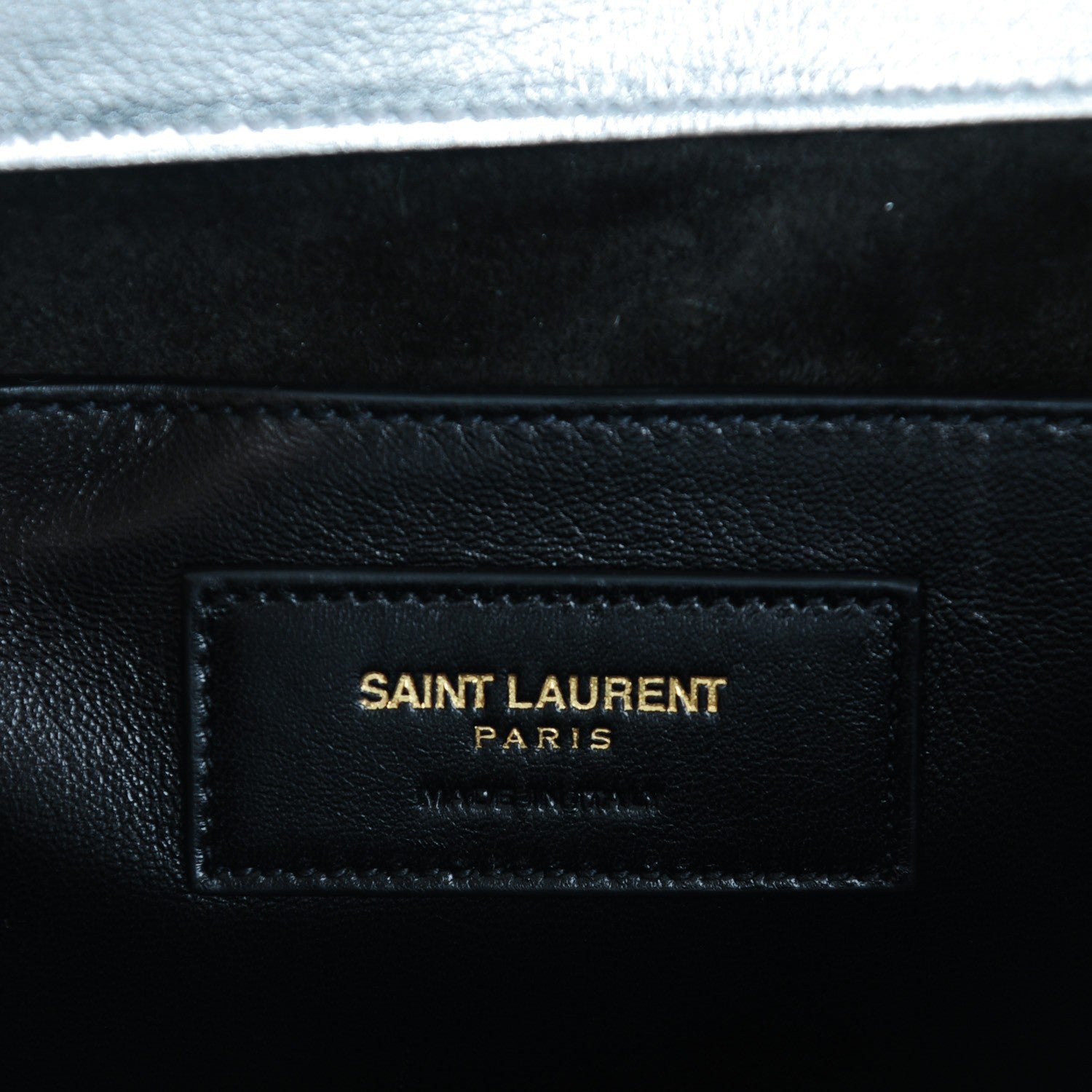 Saint Laurent Metallic Sheepskin Matelasse Chevron Medium Monogram Satchel Silver 7 of 7