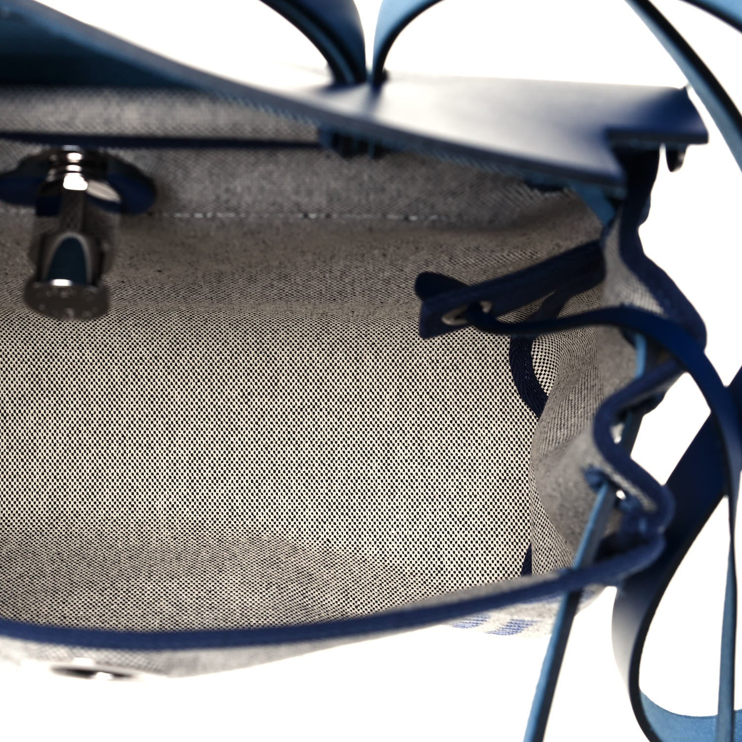 Hermes Vache Hunter Toile H Brides de Gala Herbag Zip Retourne 31 PM Bleu De France Ecru Black 6 of 13