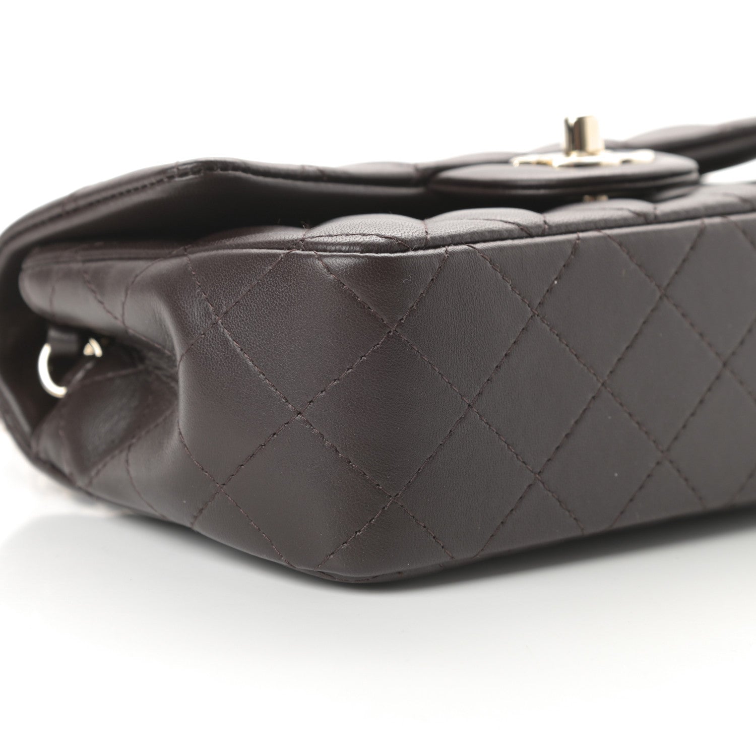 Chanel Lambskin Quilted Mini Rectangular Flap Dark Brown 9 of 12