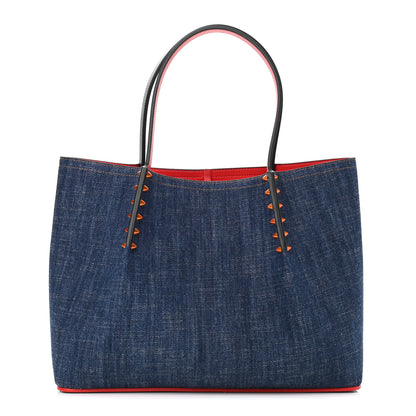 Christian Louboutin Denim Spiked Small Cabarock Shopper Tote 1 of 8