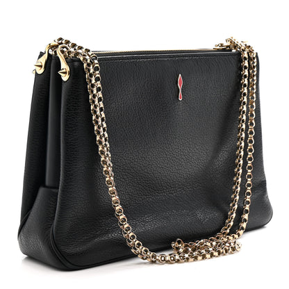Christian Louboutin Calfskin Spikes Loubinthesky Large Triloubi Shoulder Bag Black 3 of 18