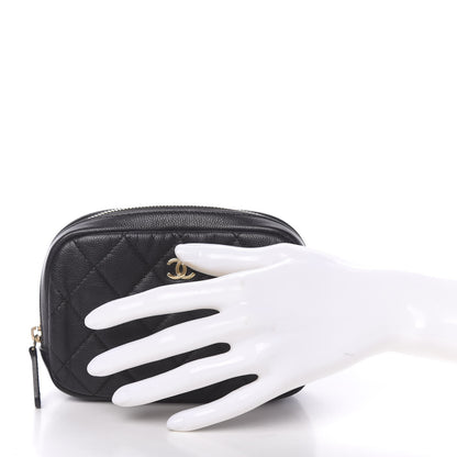 Chanel Caviar Quilted Small Curvy Pouch Cosmetic Case Black 2 of 9