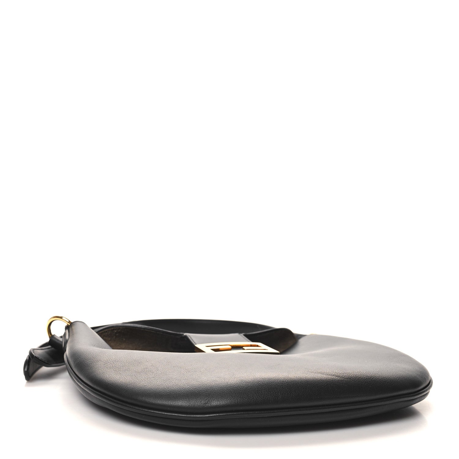 Fendi Vitello Grace Suede Small Croissant Hobo Black 4 of 11