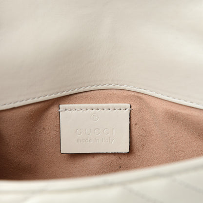 Gucci Calfskin Matelasse Super Mini GG Marmont Shoulder Bag White 8 of 10